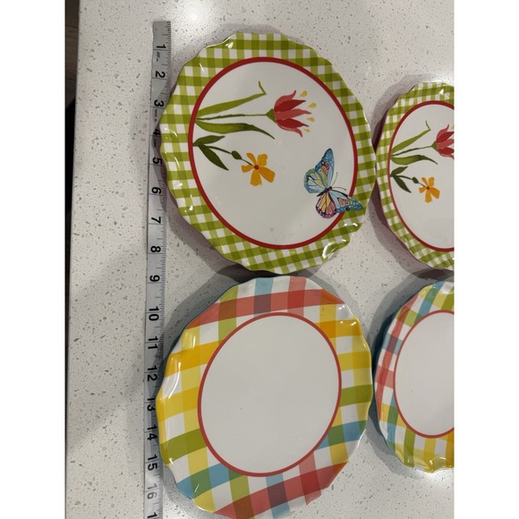 Target Home Melamine Salad Plates Set of  4 Scalloped Edges Pastels Butterflies - Picture 5 of 8